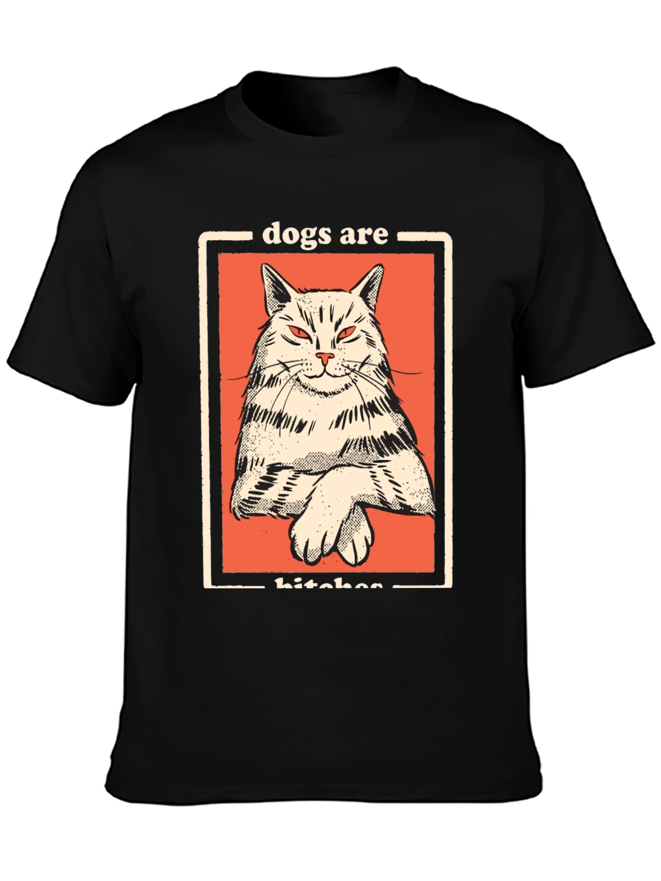 Dogs Are Bitches Cat Graphic Black T-Shirt