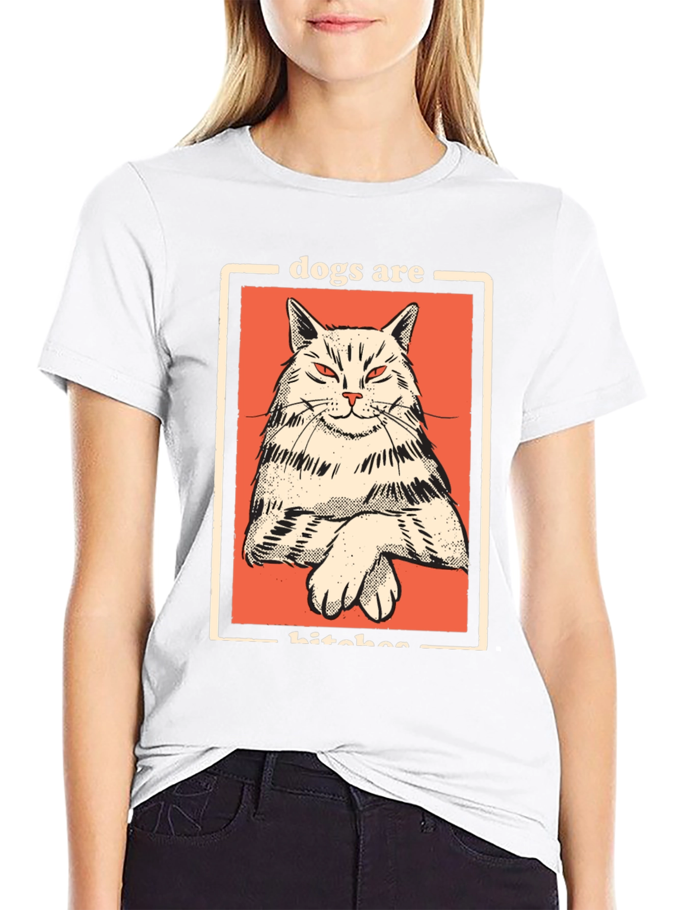 Dogs Are Bitches Cat Graphic Black T-Shirt