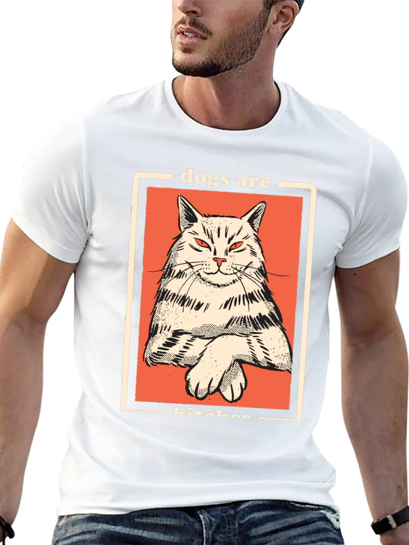 Dogs Are Bitches Cat Graphic Black T-Shirt