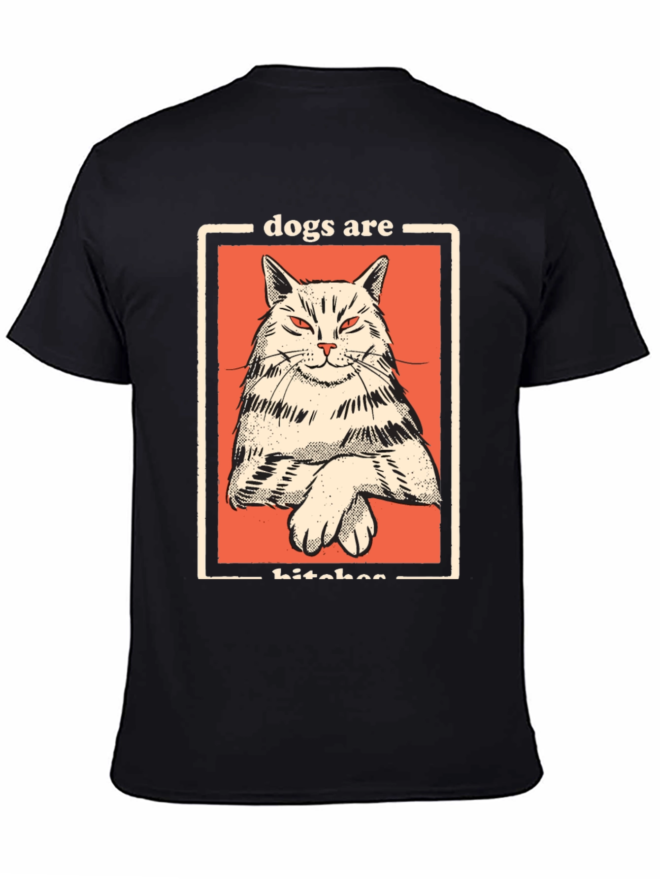 Dogs Are Bitches Cat Graphic Black T-Shirt