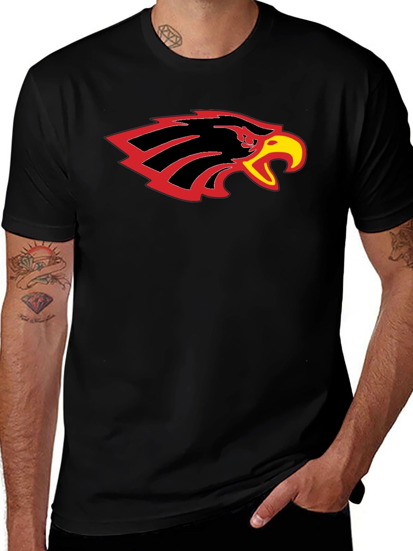Black T-Shirt with Eagle Head Graphic
