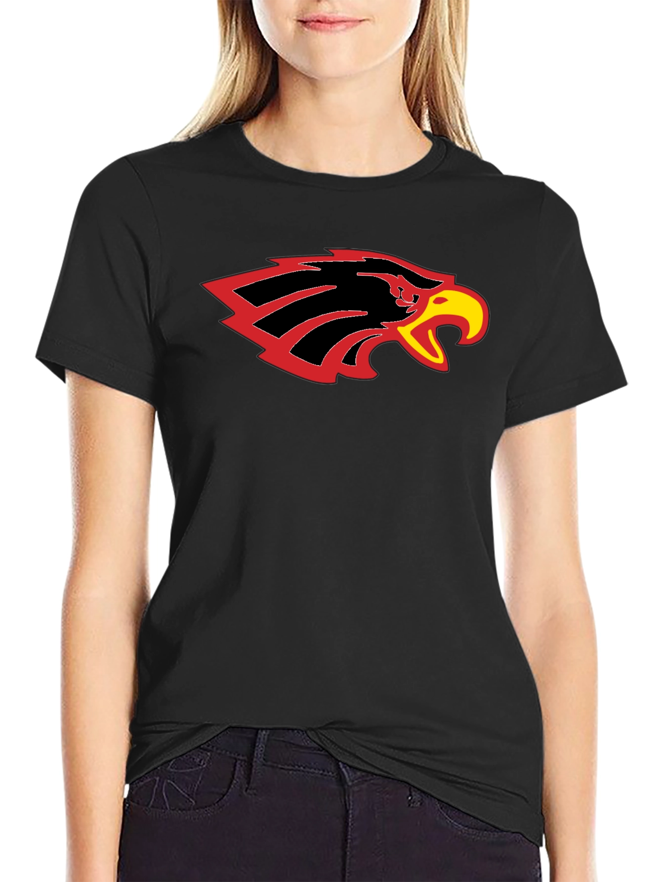 Black T-Shirt with Eagle Head Graphic