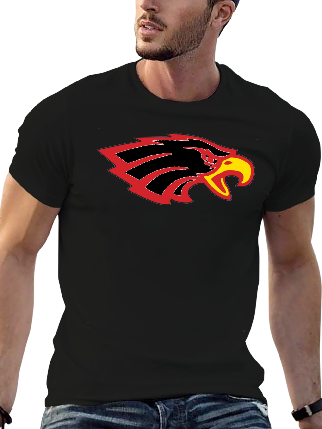 Black T-Shirt with Eagle Head Graphic