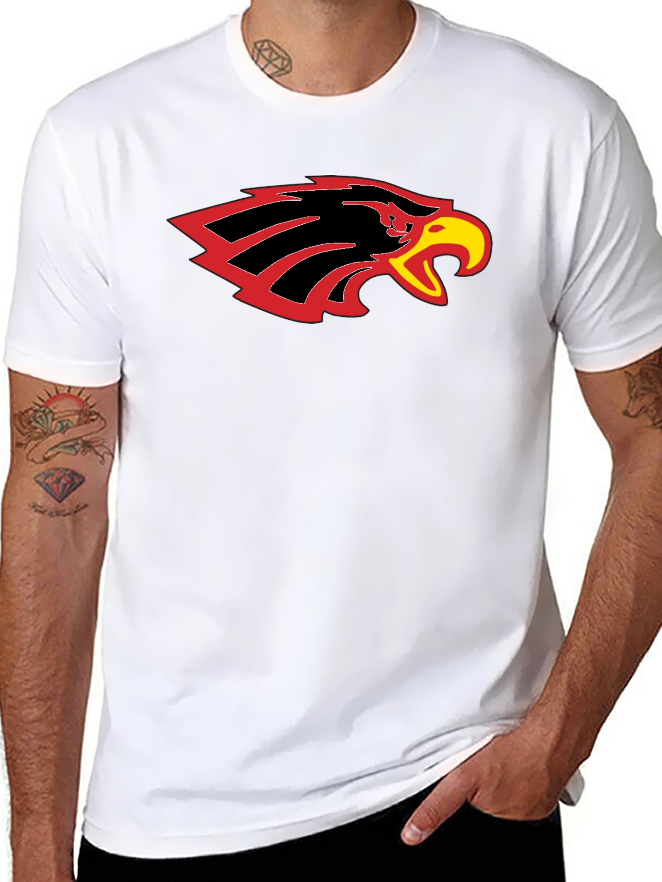 Black T-Shirt with Eagle Head Graphic
