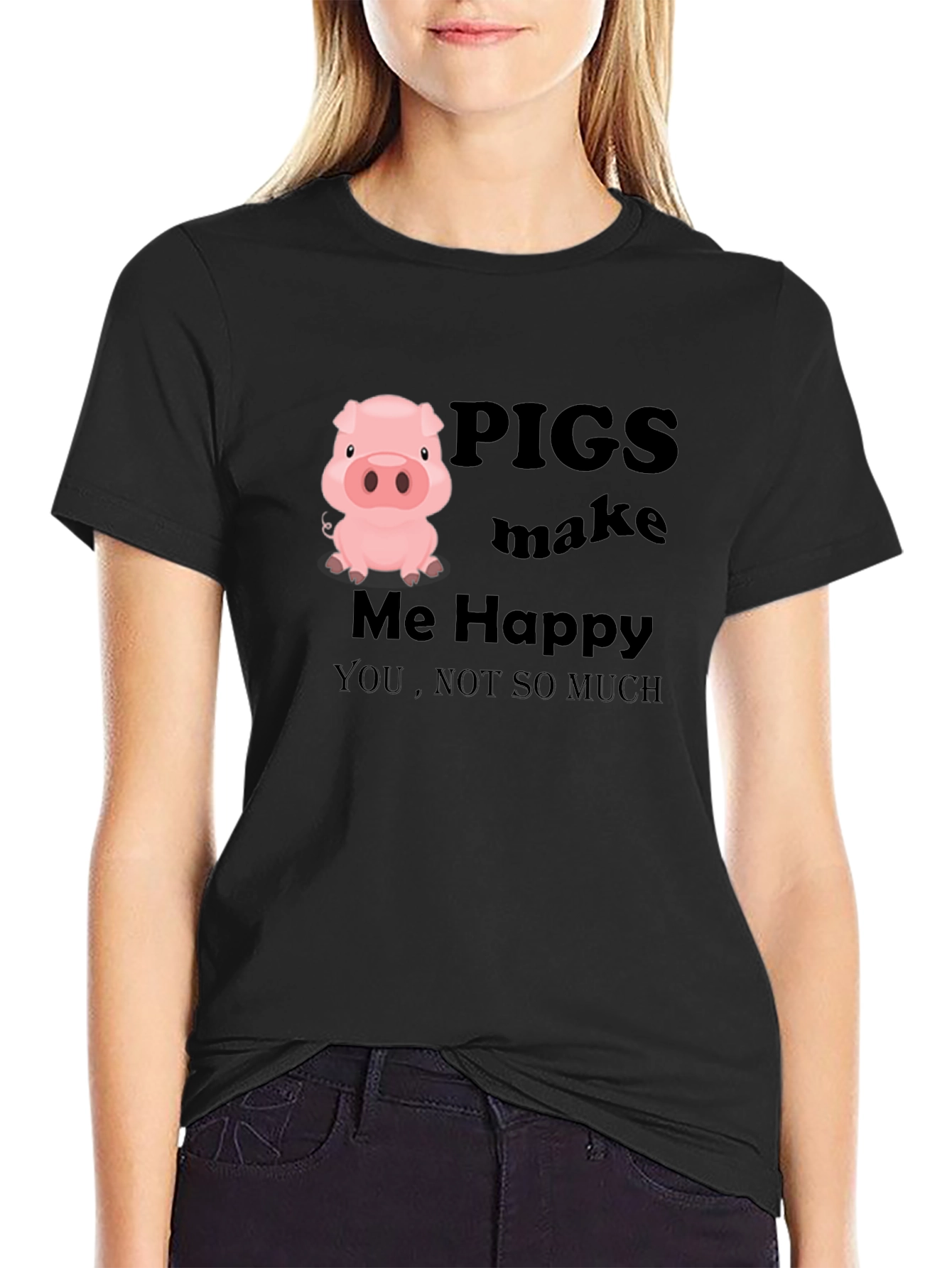 Pigs Make Me Happy T-Shirt - Novelty Graphic Tee
