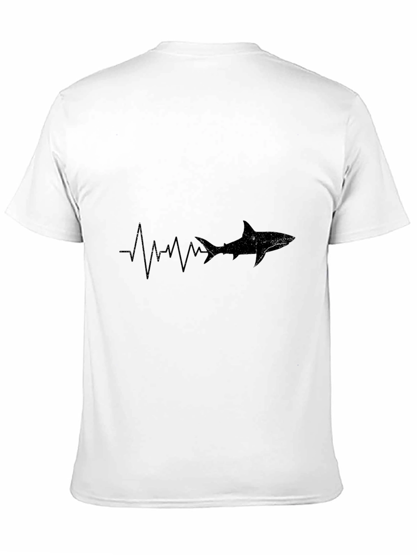 Shark Heartbeat Graphic Tee - Black Cotton Casual T-Shirt