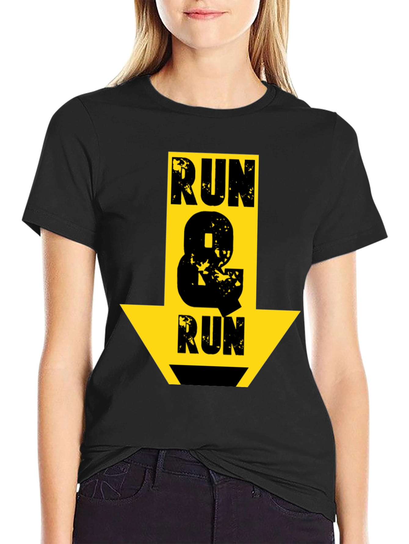 Run & Run Graphic T-Shirt - Black Cotton Tee