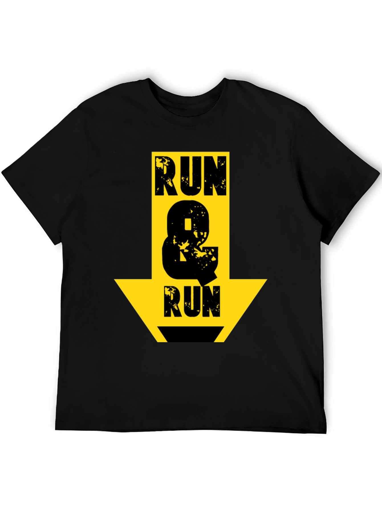 Run & Run Graphic T-Shirt - Black Cotton Tee