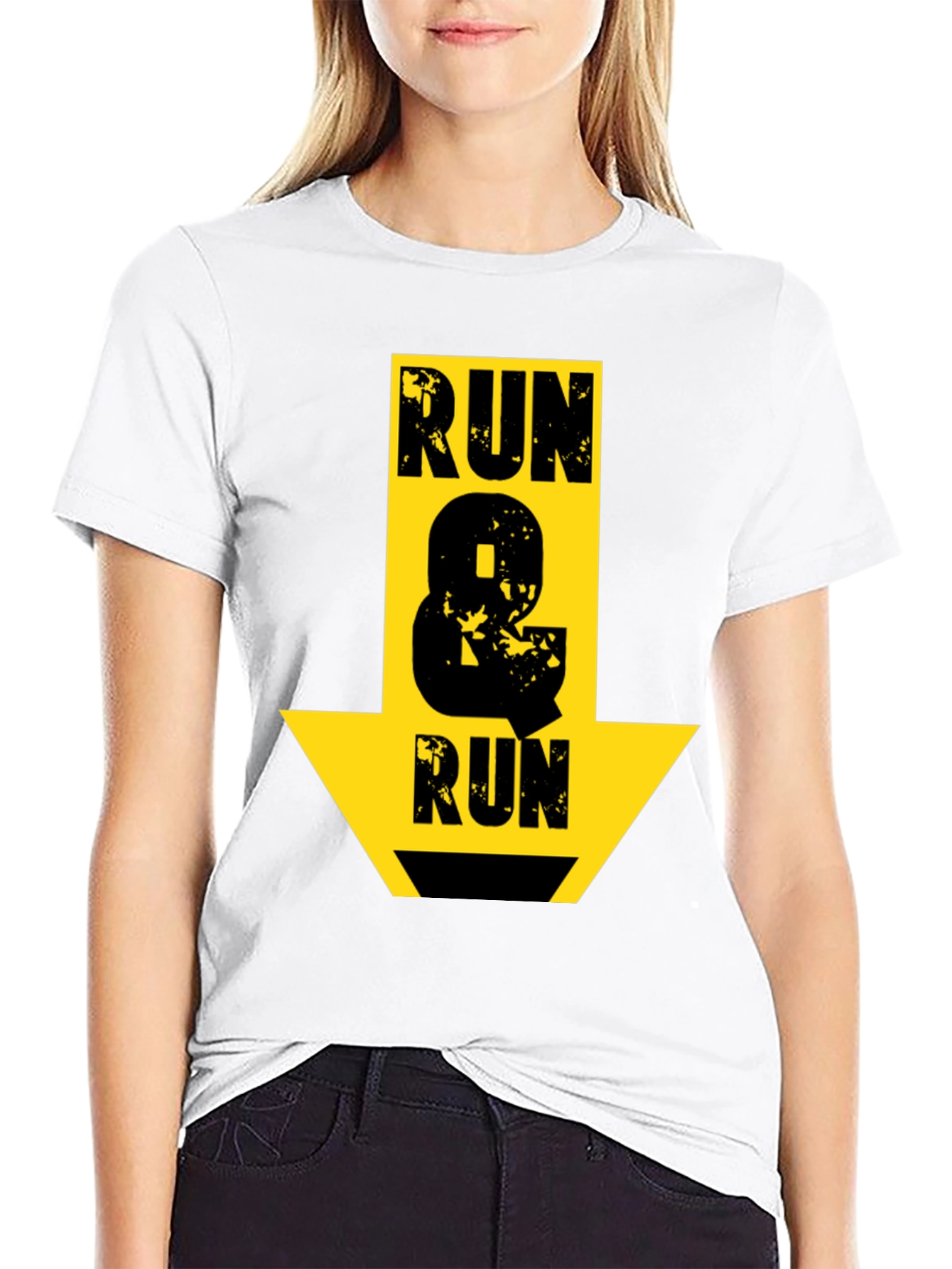 Run & Run Graphic T-Shirt - Black Cotton Tee