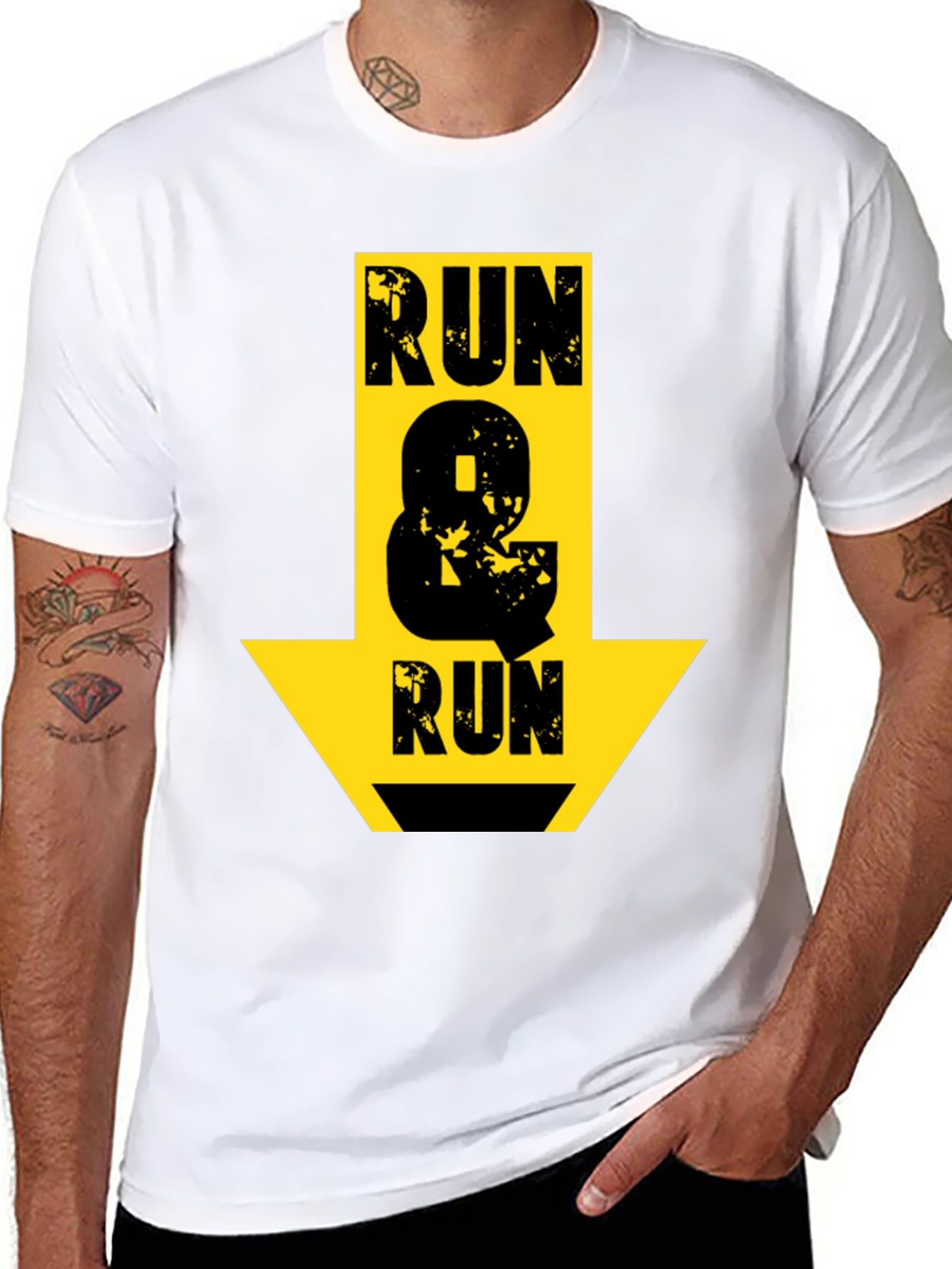 Run & Run Graphic T-Shirt - Black Cotton Tee