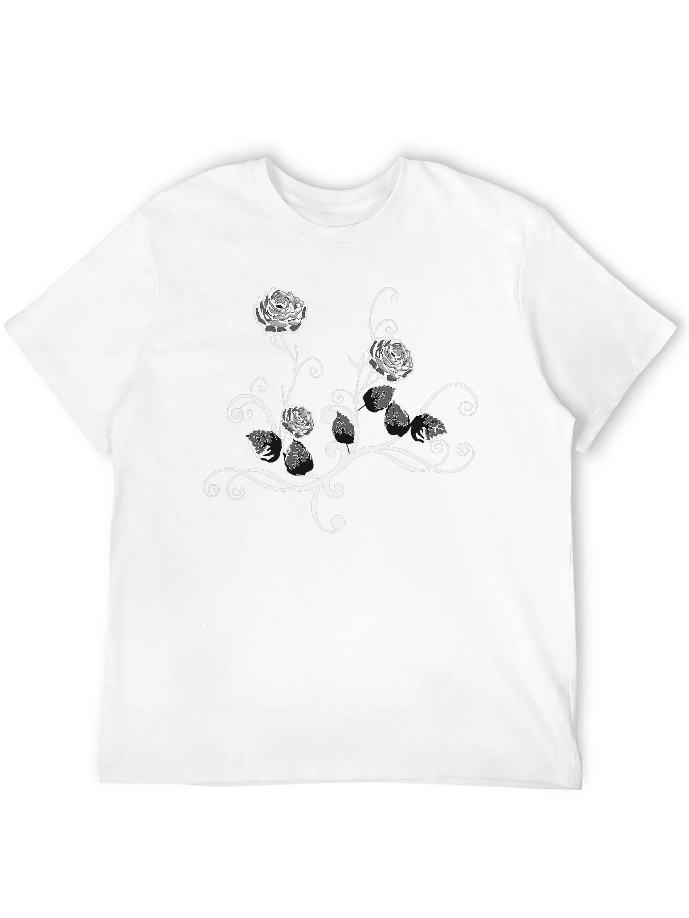 Floral Rose Vine Graphic Black T-Shirt