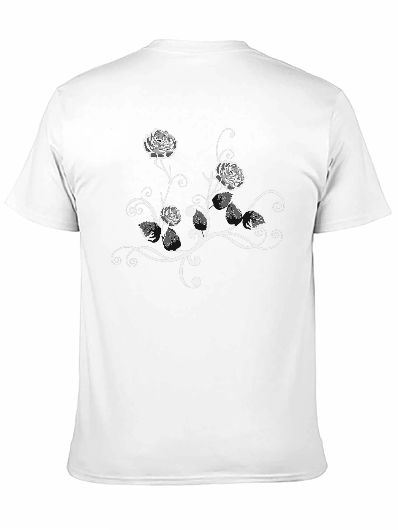 Floral Rose Vine Graphic Black T-Shirt