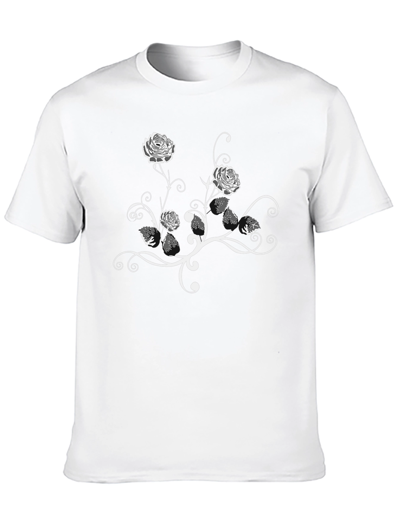 Floral Rose Vine Graphic Black T-Shirt
