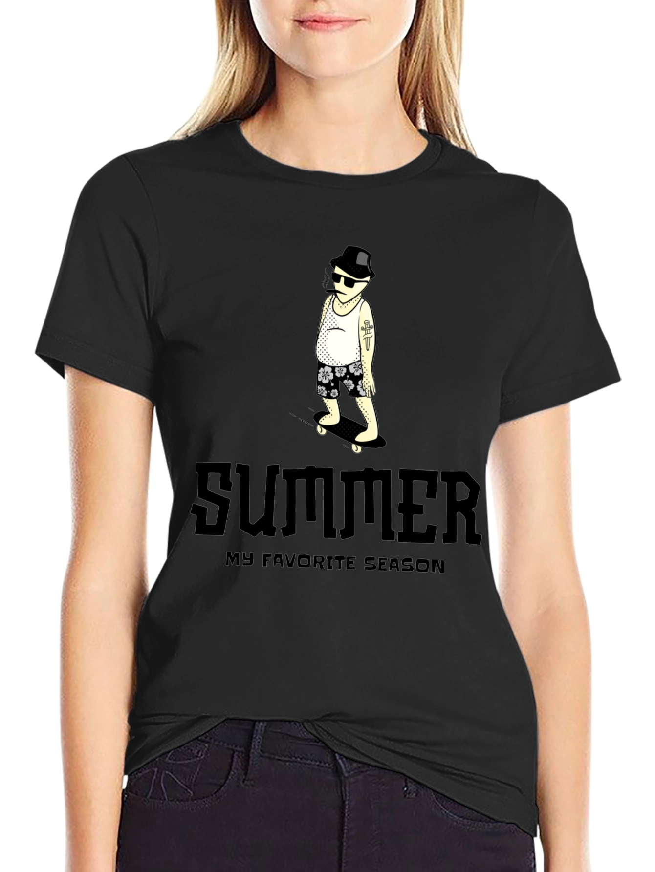 Summer Favorite Season Graphic Tee - Black