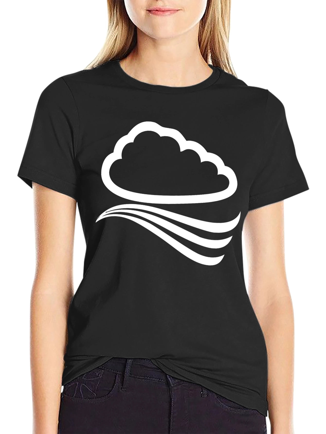 Cloud Wave Graphic Tee - Stylish Black T-Shirt