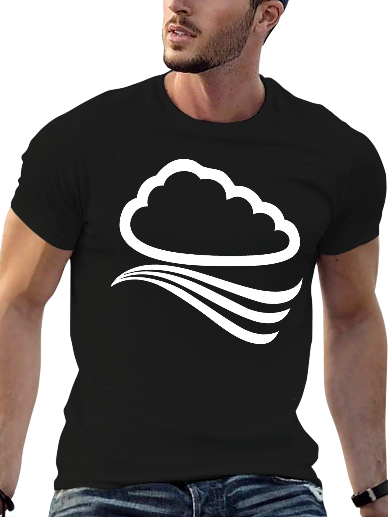 Cloud Wave Graphic Tee - Stylish Black T-Shirt