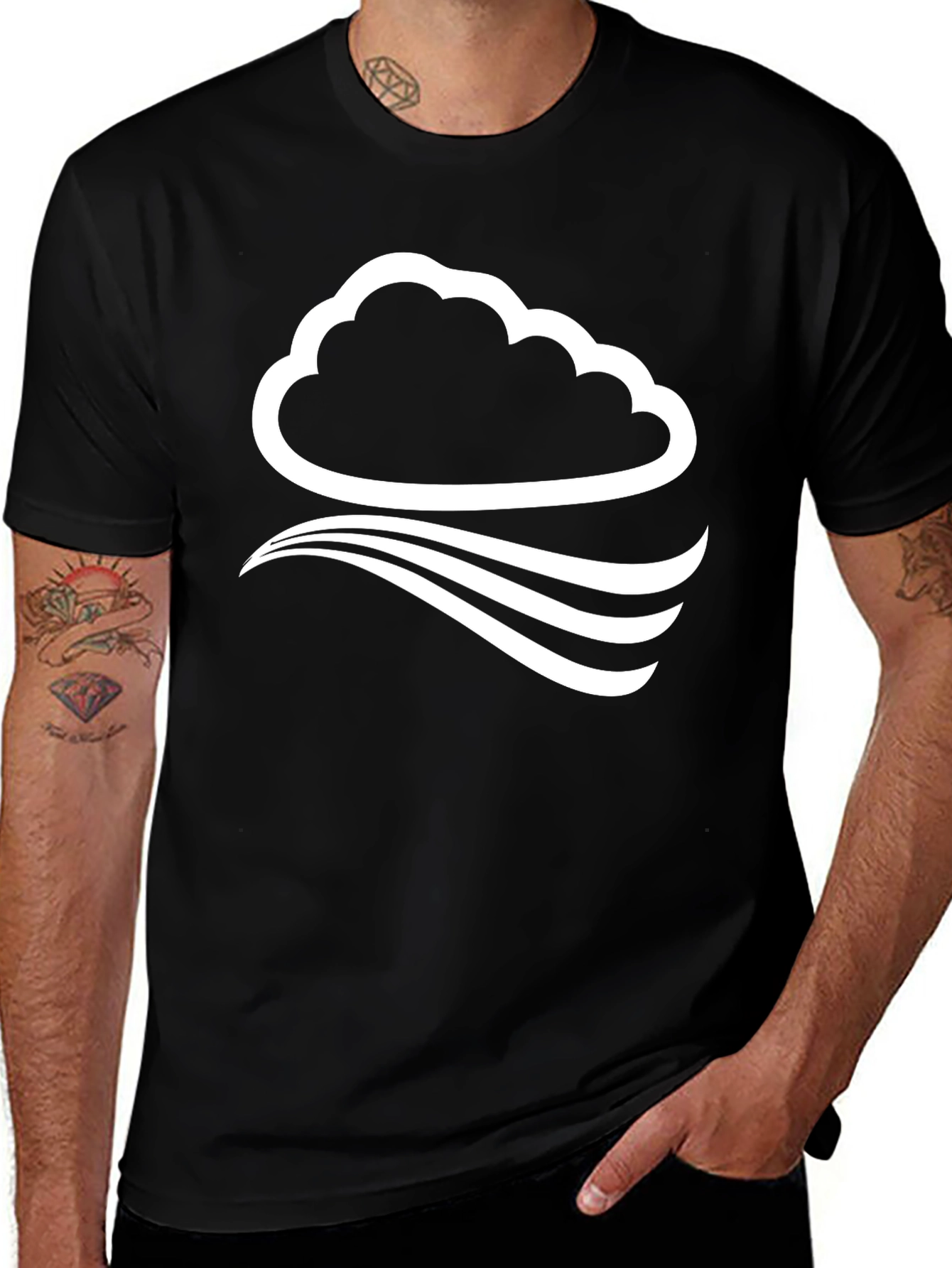 Cloud Wave Graphic Tee - Stylish Black T-Shirt
