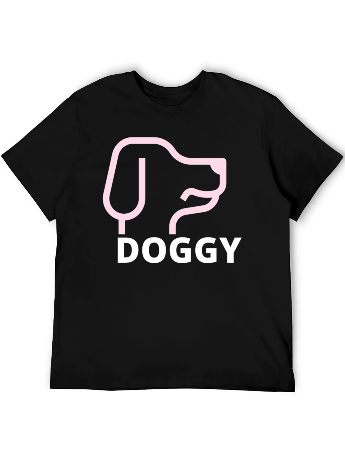 Doggy Tee: Pink Dog Graphic Black T-Shirt