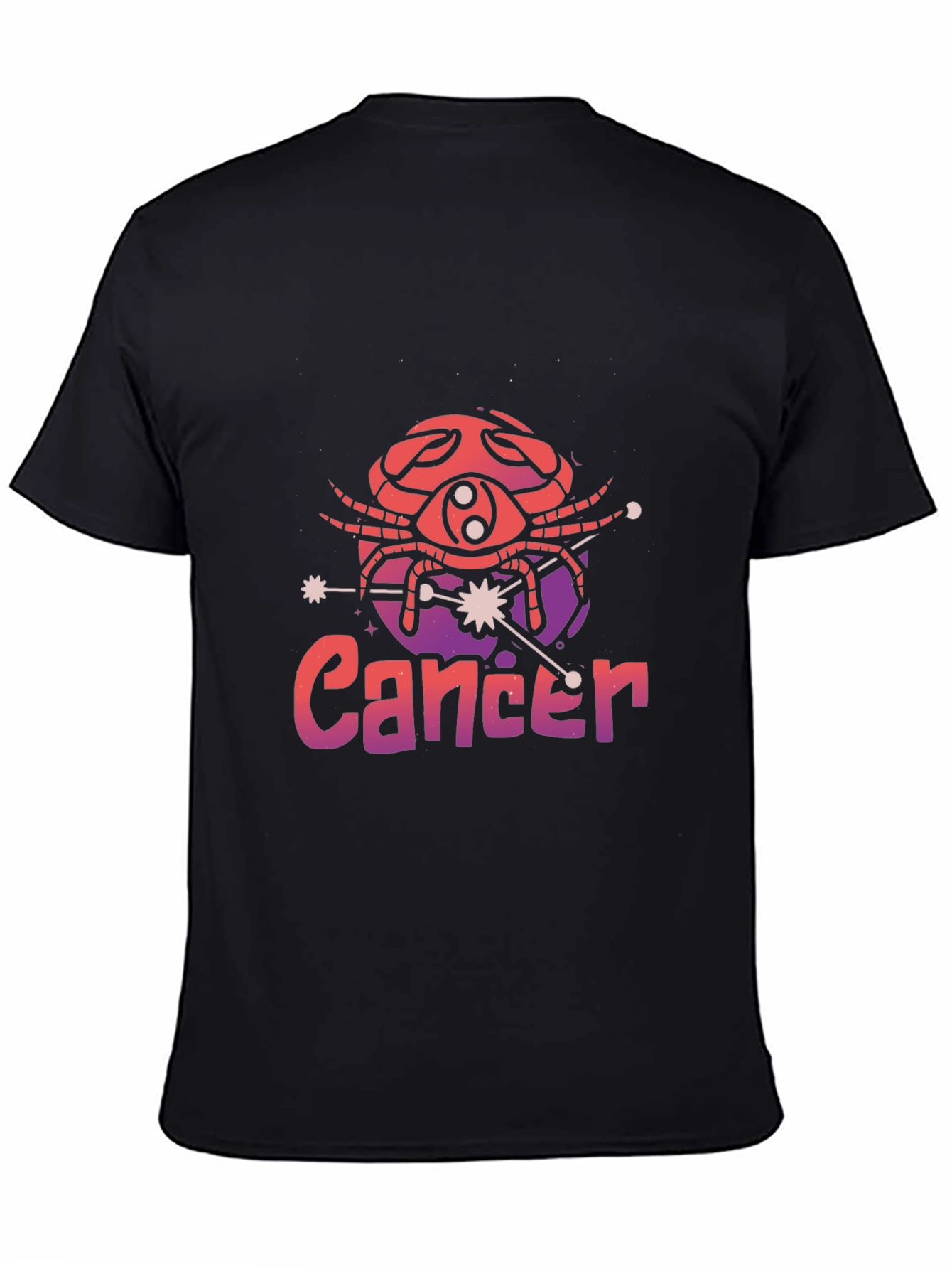 Cancer Zodiac Graphic T-Shirt - Black