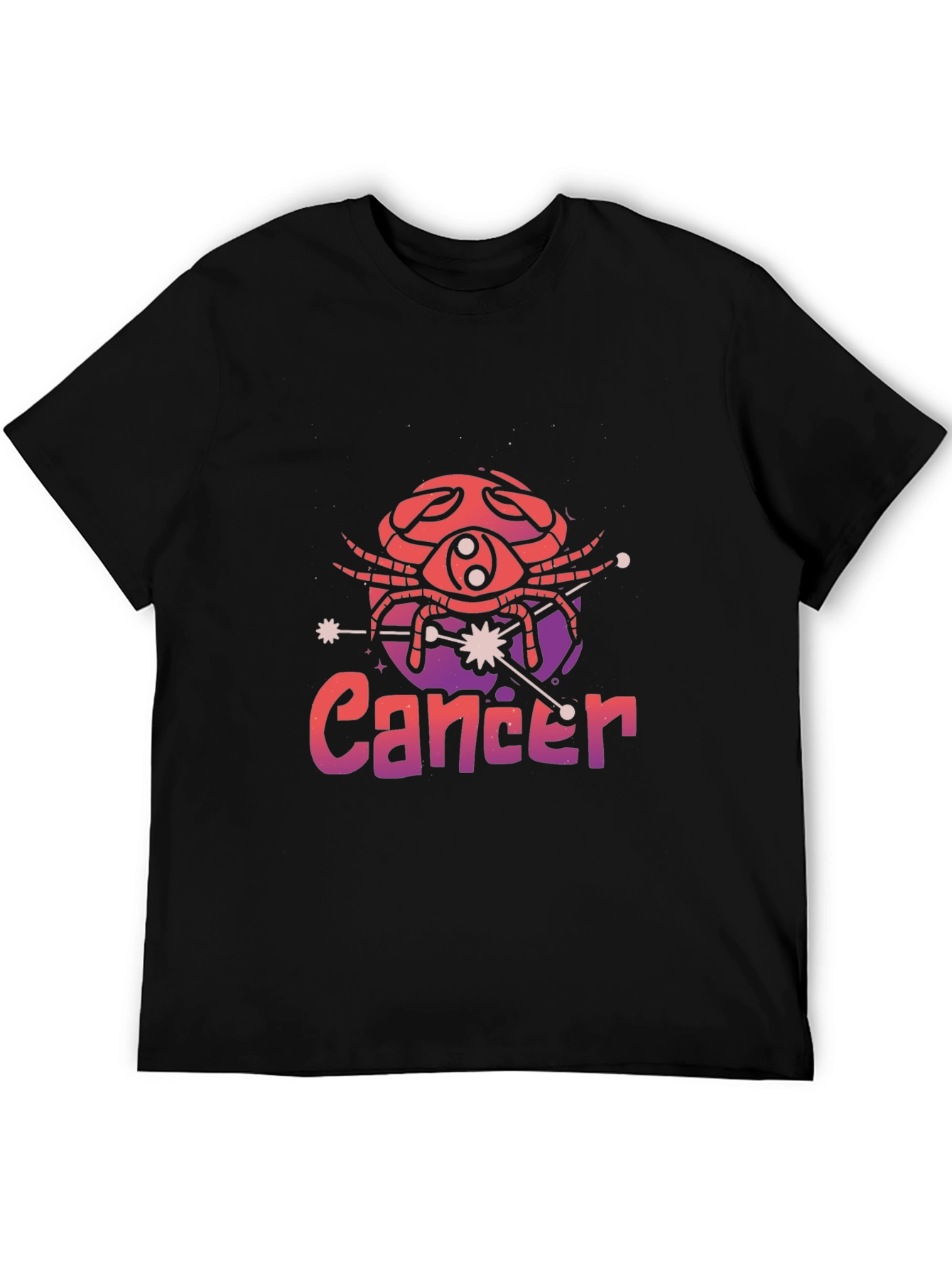 Cancer Zodiac Graphic T-Shirt - Black