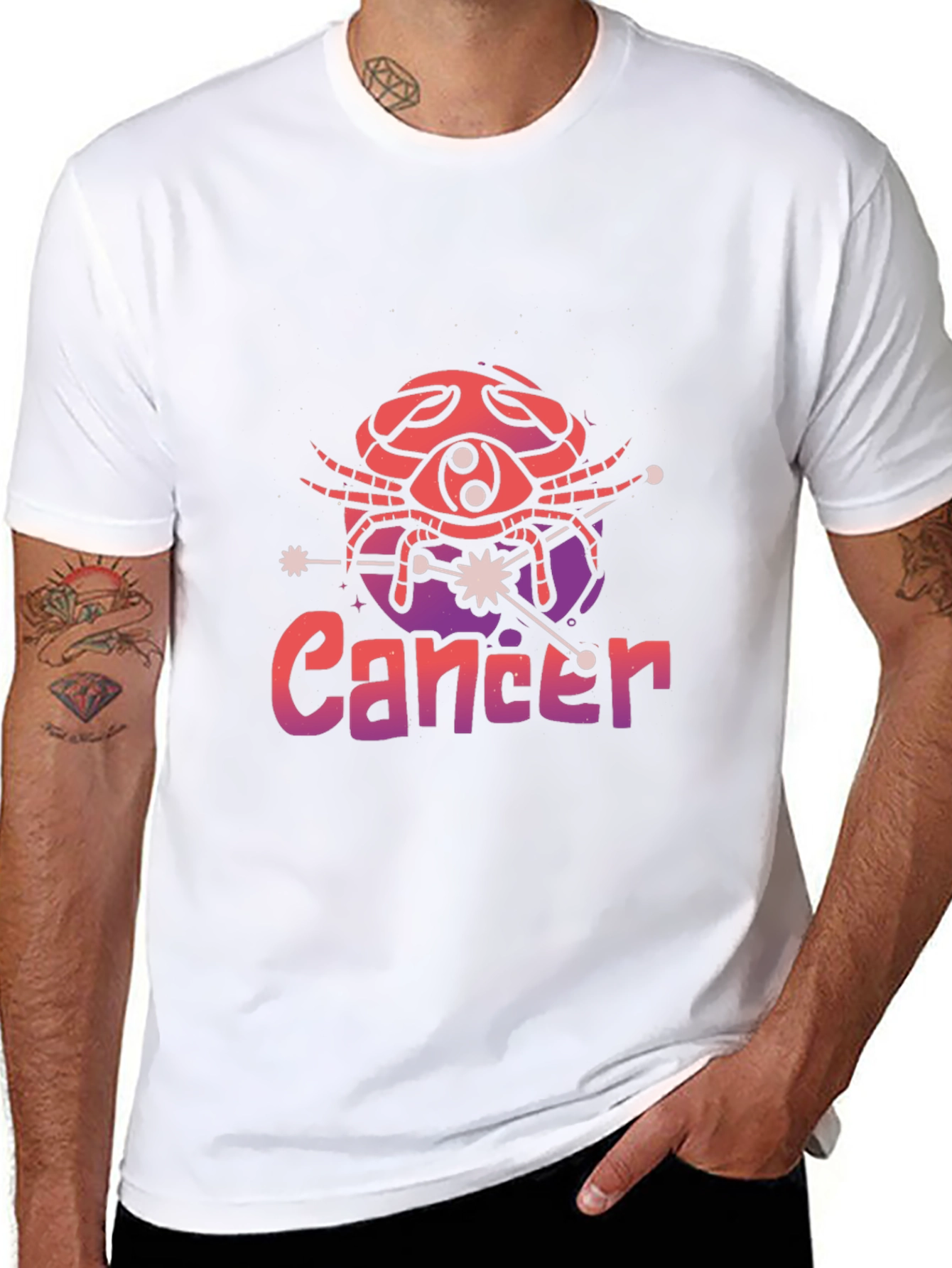 Cancer Zodiac Graphic T-Shirt - Black