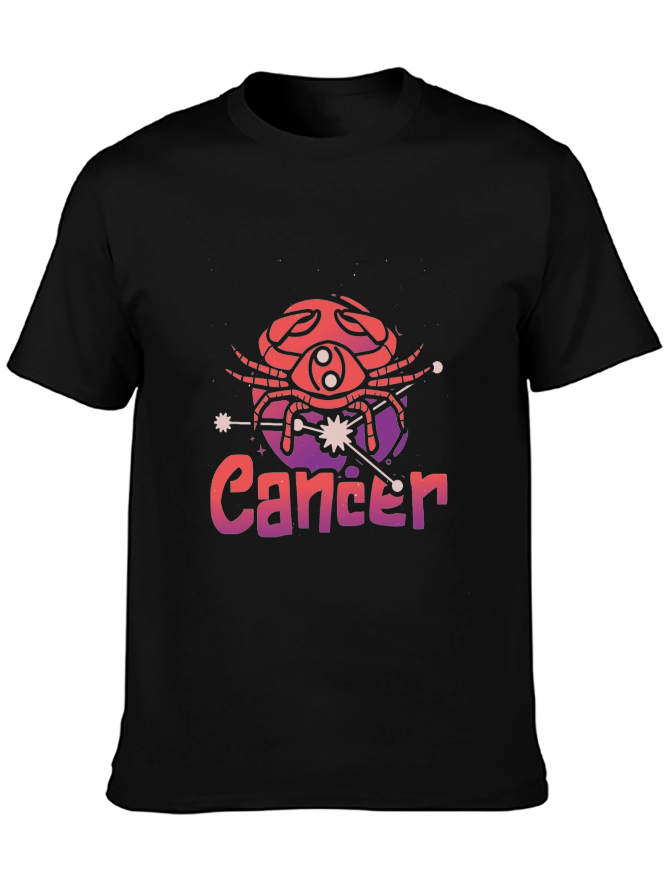 Cancer Zodiac Graphic T-Shirt - Black