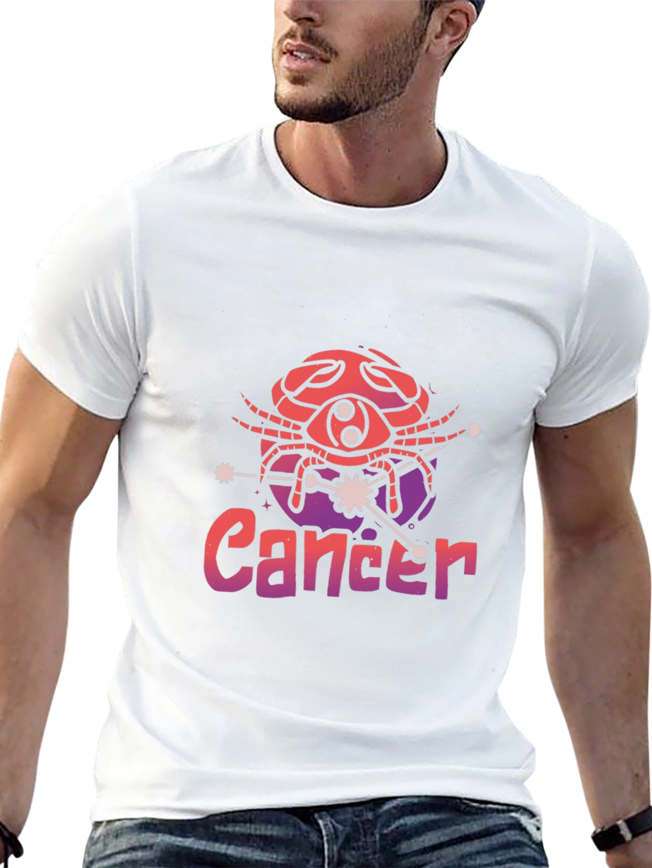 Cancer Zodiac Graphic T-Shirt - Black