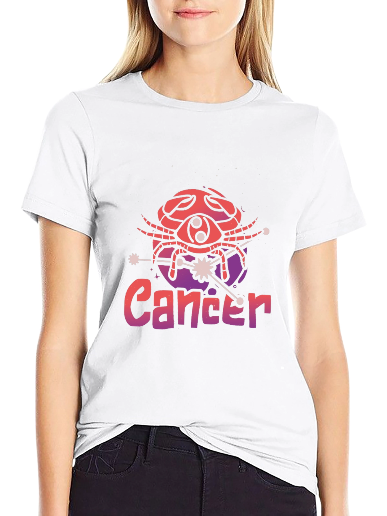 Cancer Zodiac Graphic T-Shirt - Black