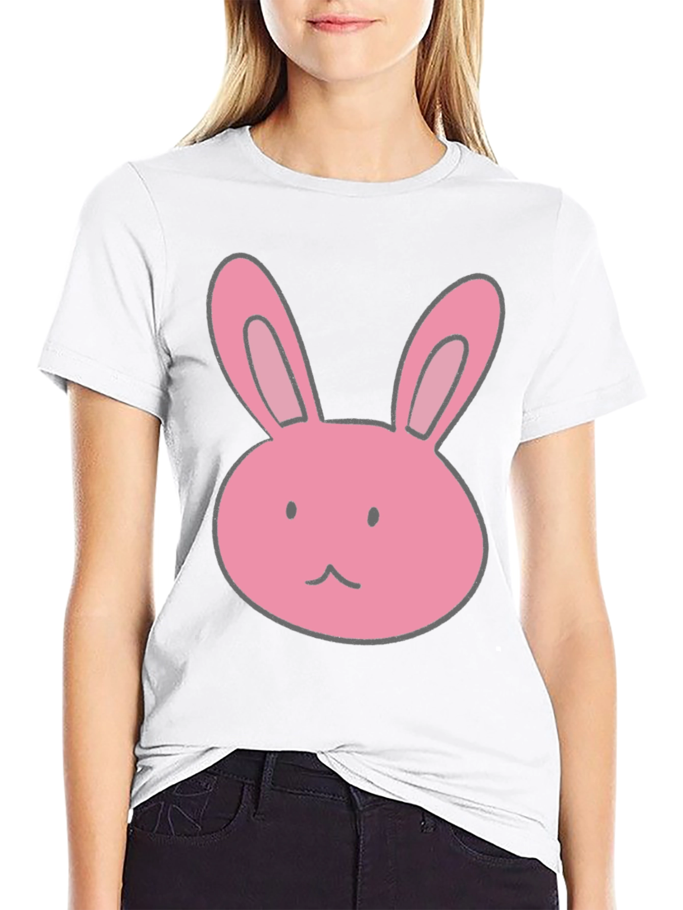 Bunny Graphic Tee - Black Cotton Casual Shirt