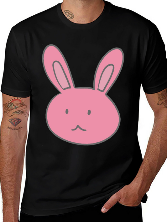Bunny Graphic Tee - Black Cotton Casual Shirt