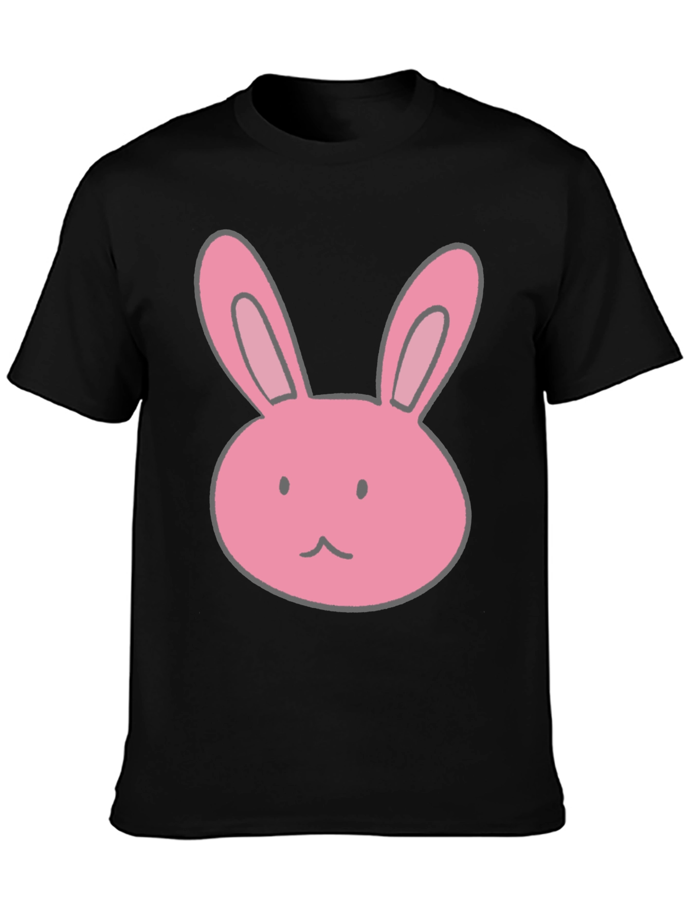 Bunny Graphic Tee - Black Cotton Casual Shirt