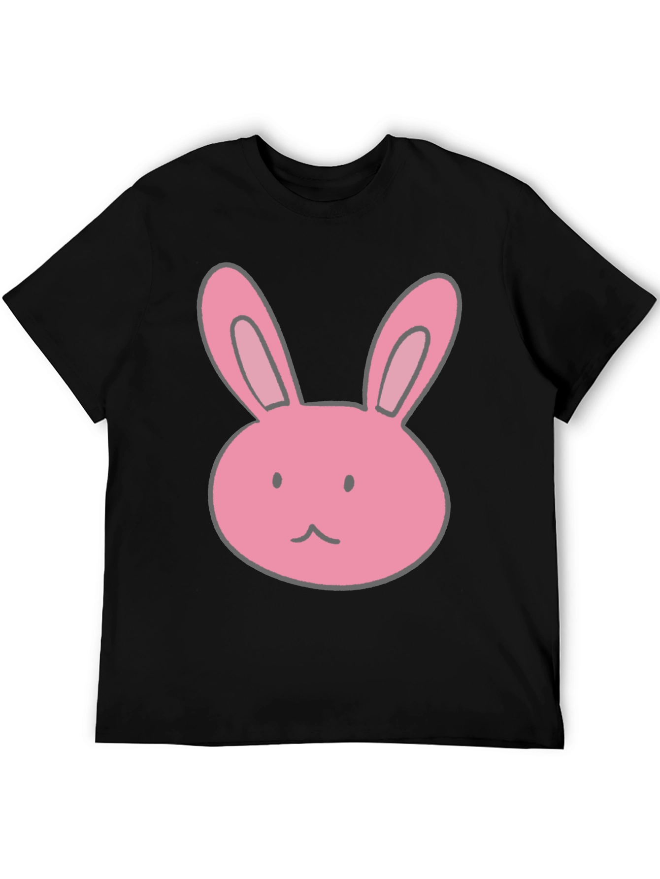 Bunny Graphic Tee - Black Cotton Casual Shirt