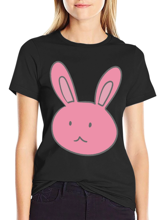 Bunny Graphic Tee - Black Cotton Casual Shirt