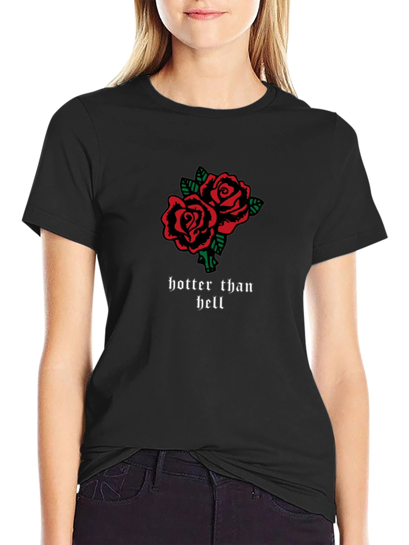 Hotter Than Hell Roses Graphic Tee - Black
