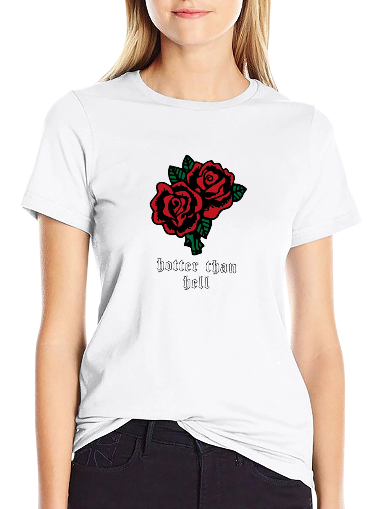 Hotter Than Hell Roses Graphic Tee - Black