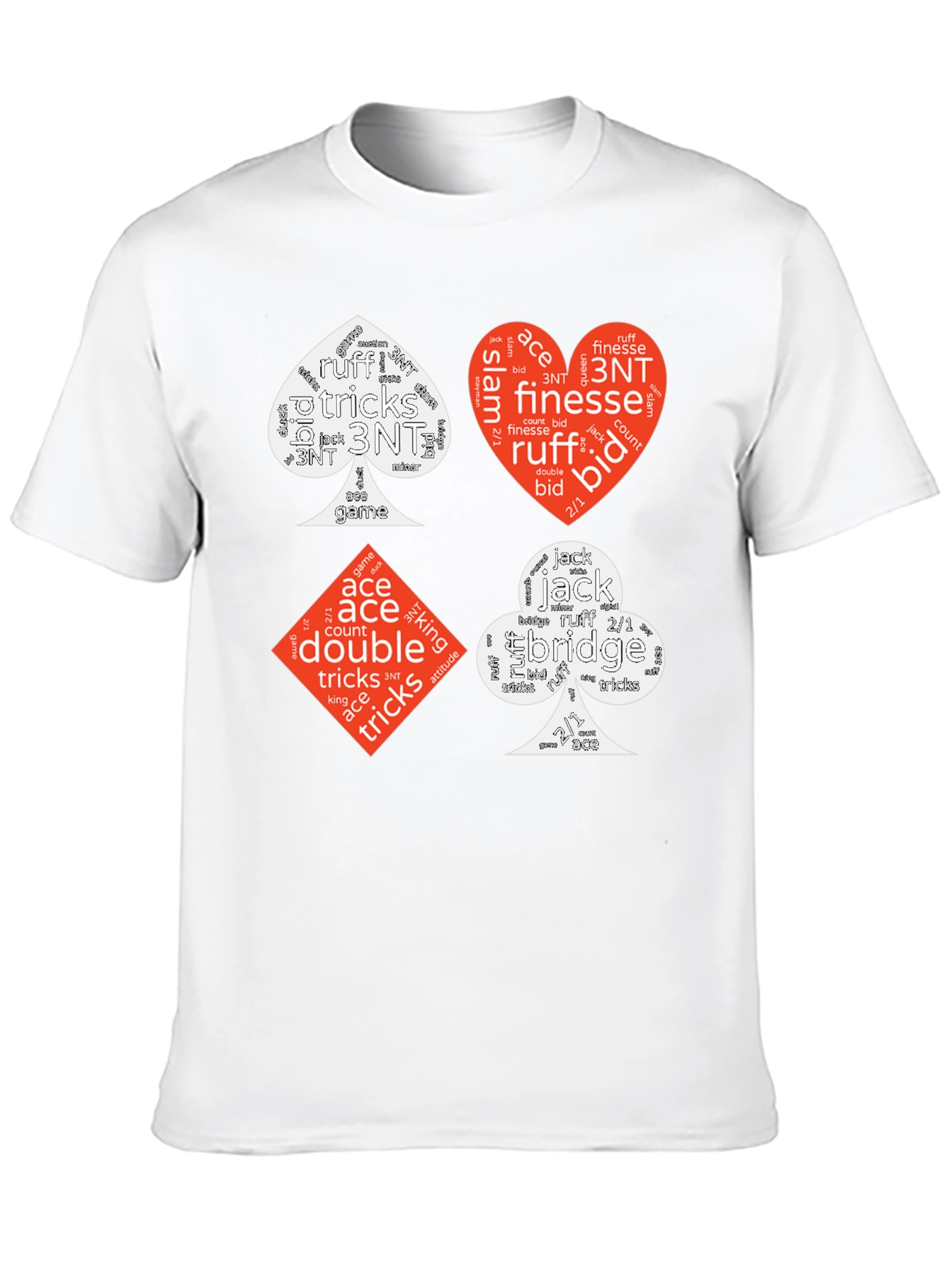 Bridge Card Suits Word Art Graphic T-Shirt
