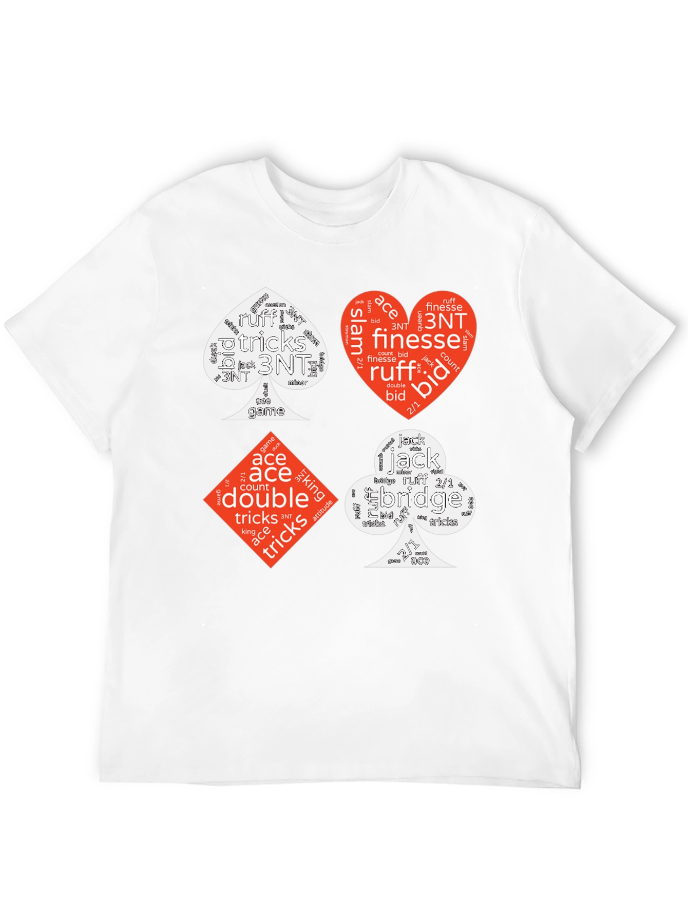 Bridge Card Suits Word Art Graphic T-Shirt