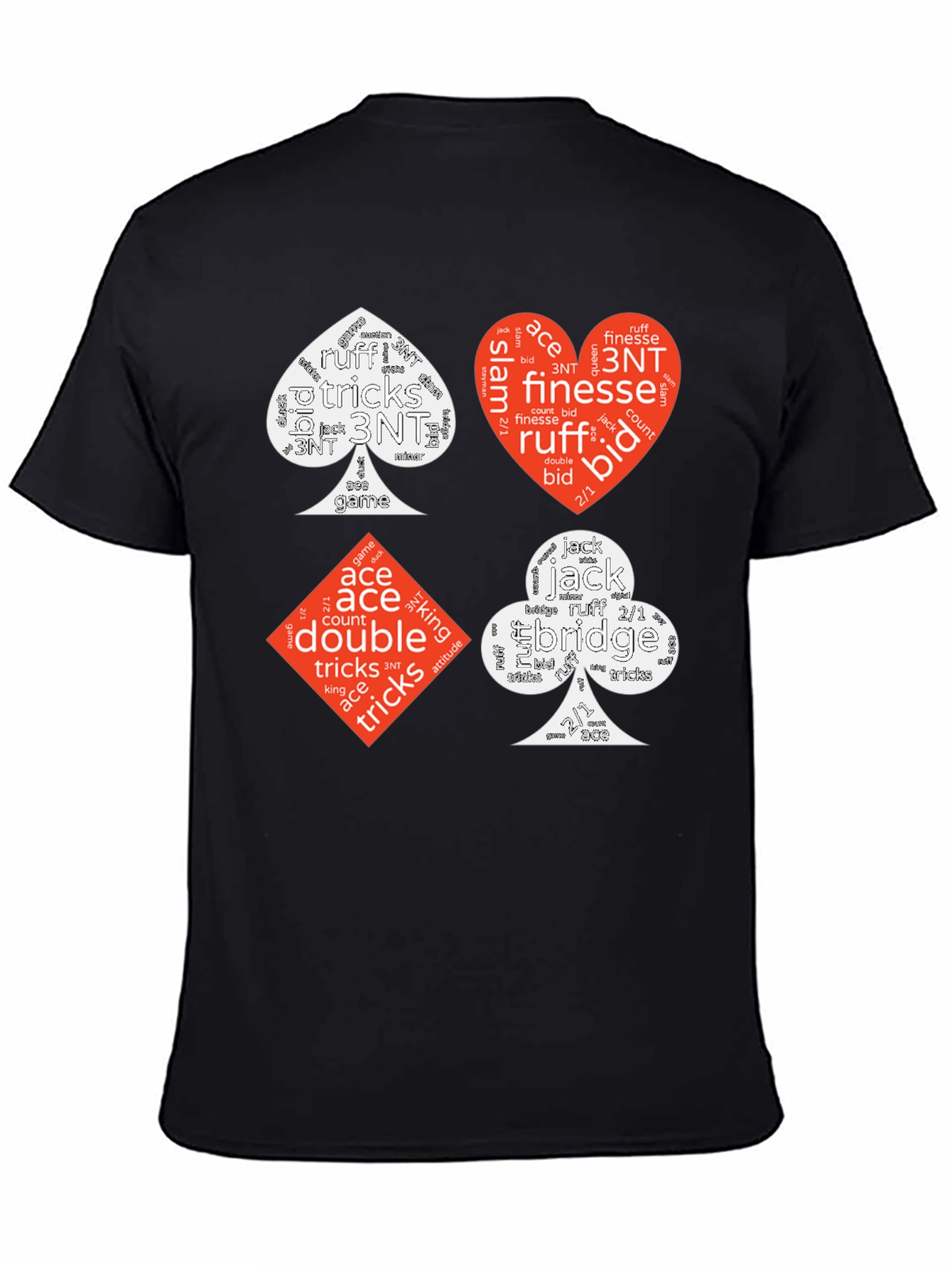 Bridge Card Suits Word Art Graphic T-Shirt