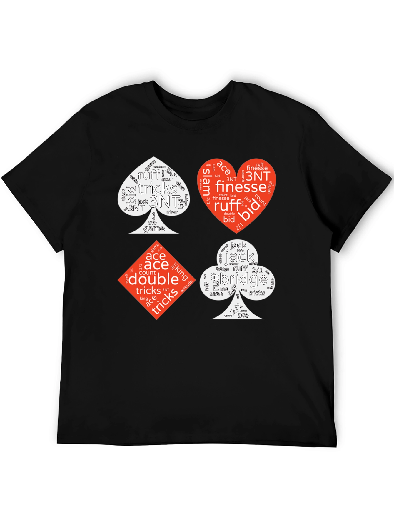 Bridge Card Suits Word Art Graphic T-Shirt