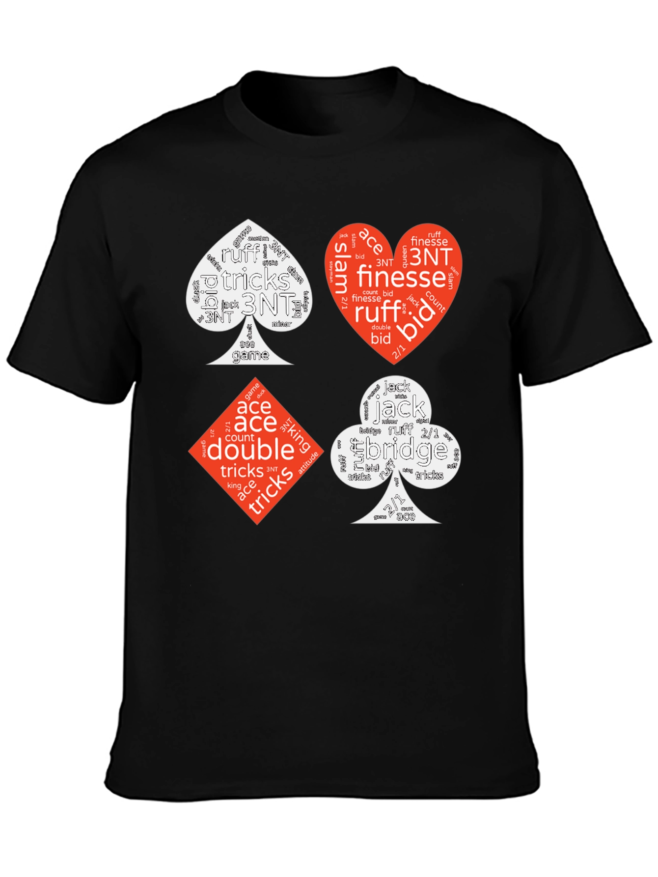 Bridge Card Suits Word Art Graphic T-Shirt