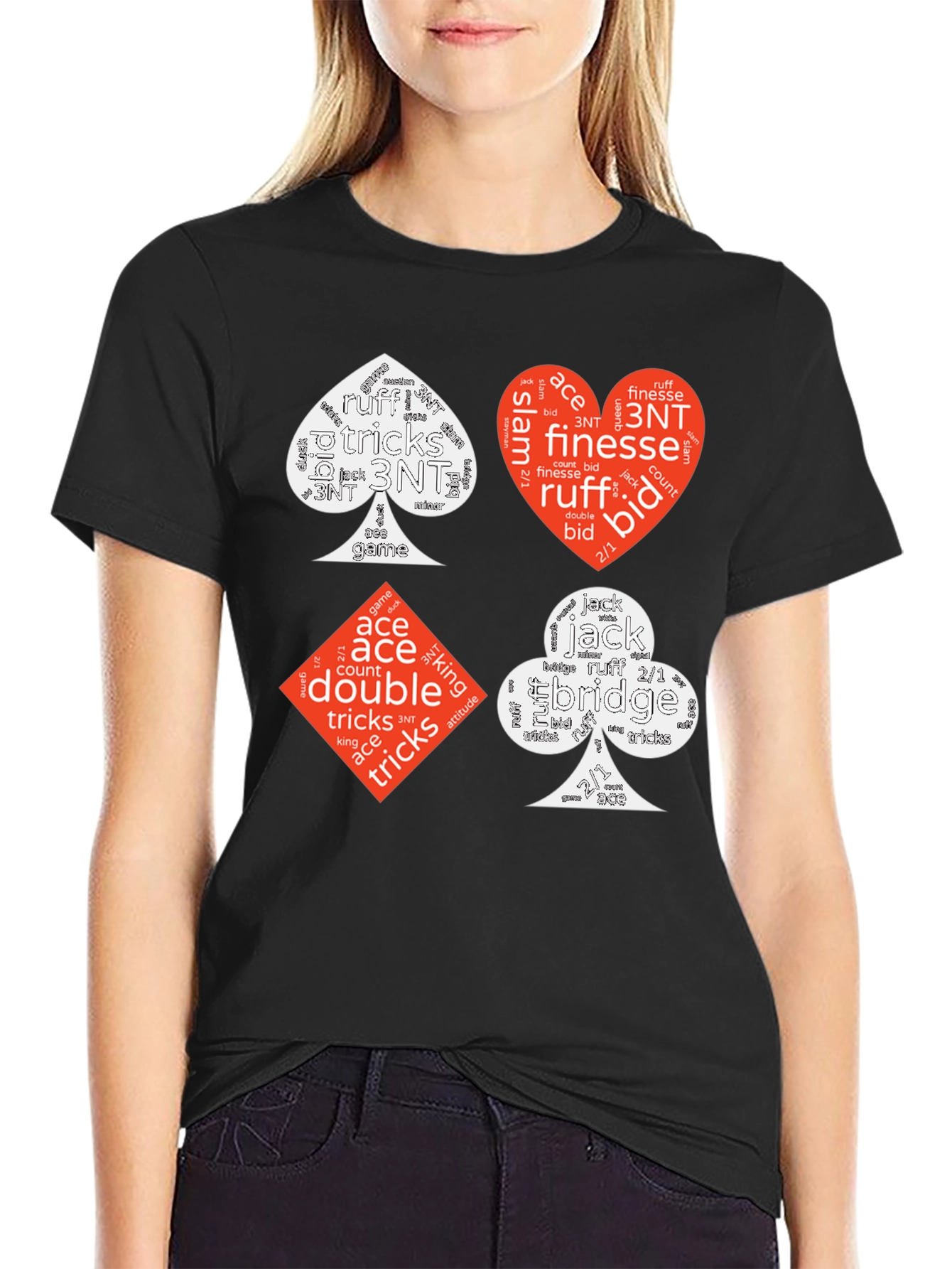 Bridge Card Suits Word Art Graphic T-Shirt