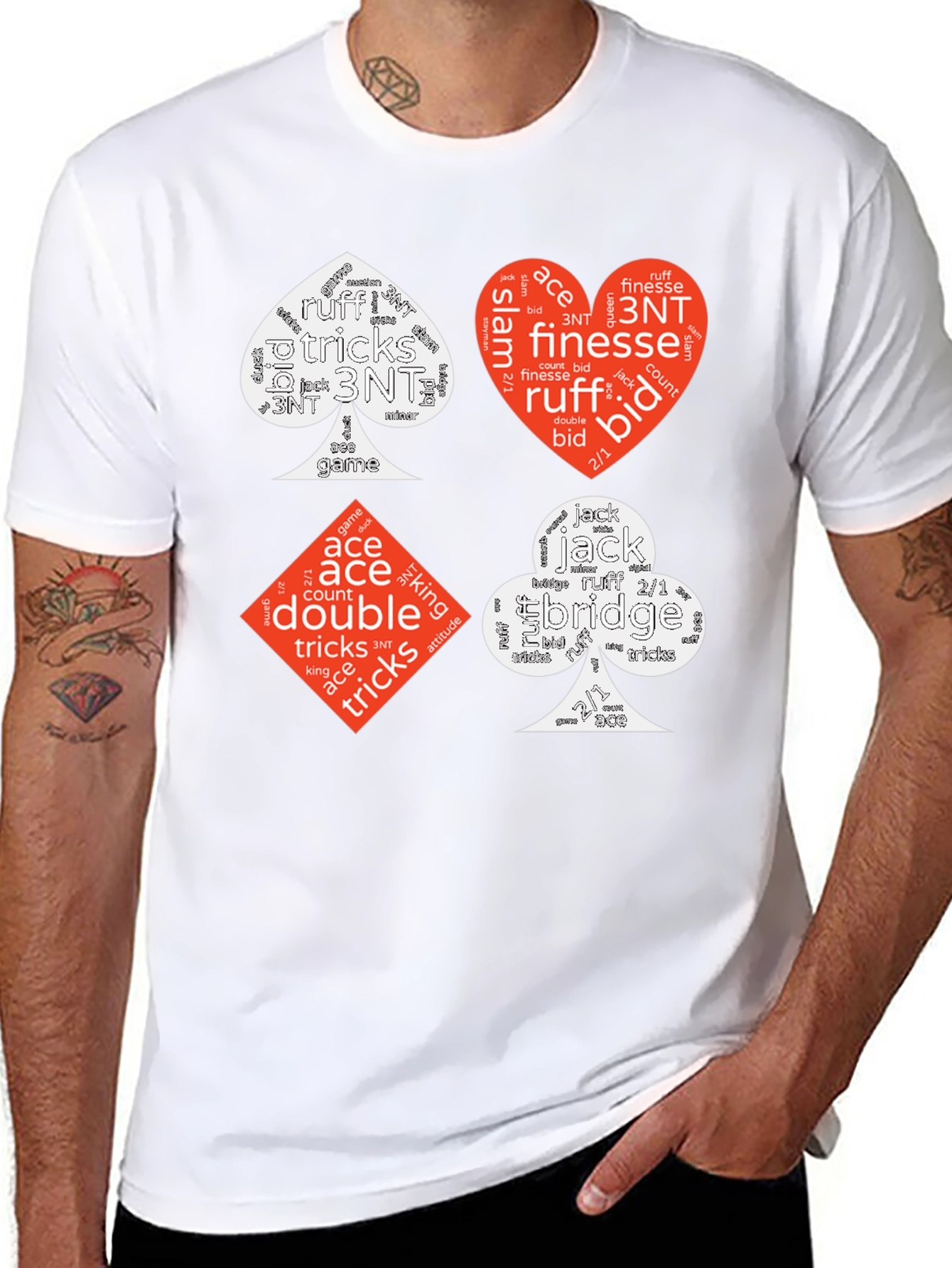 Bridge Card Suits Word Art Graphic T-Shirt