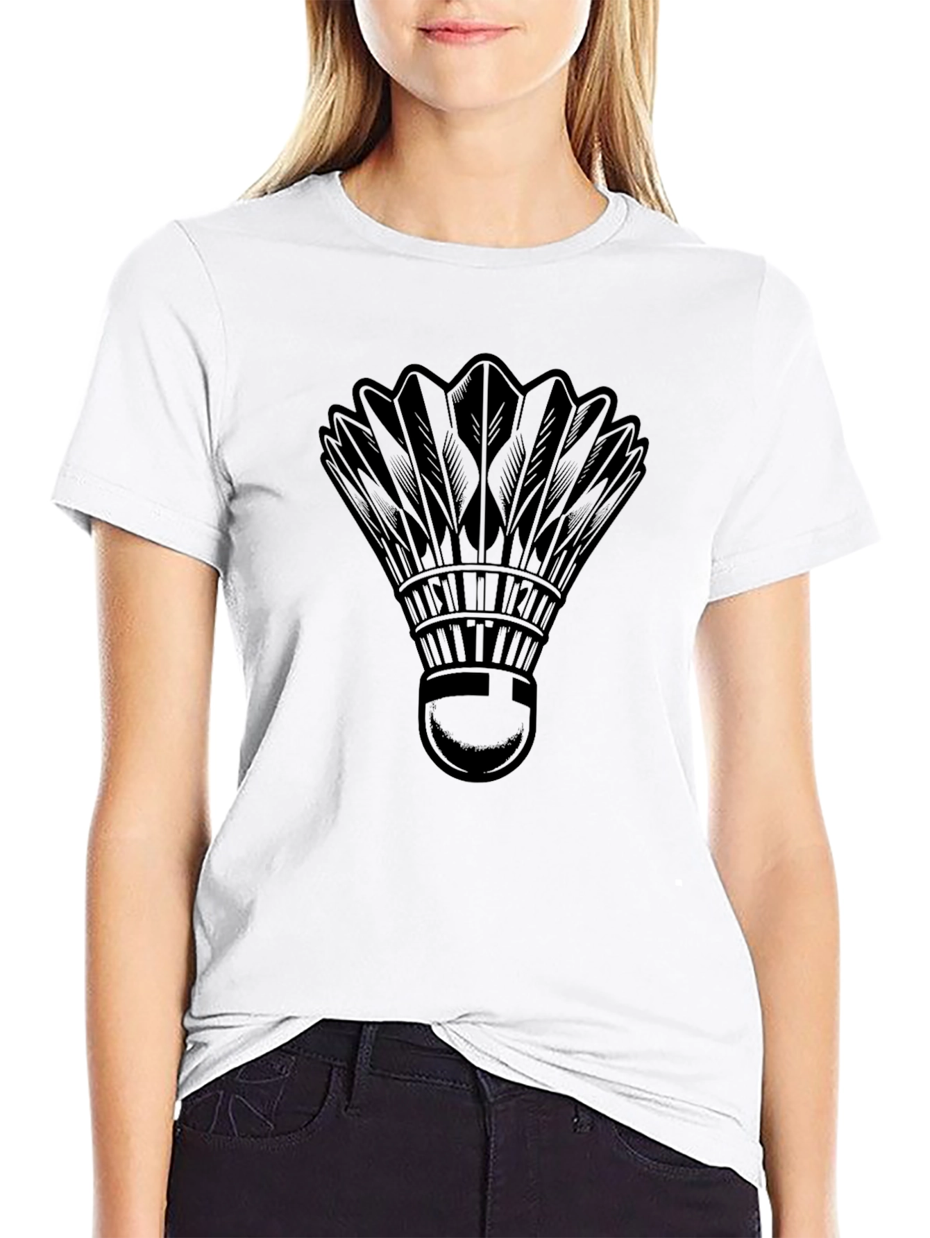 Badminton Shuttlecock Graphic Tee - Classic Black