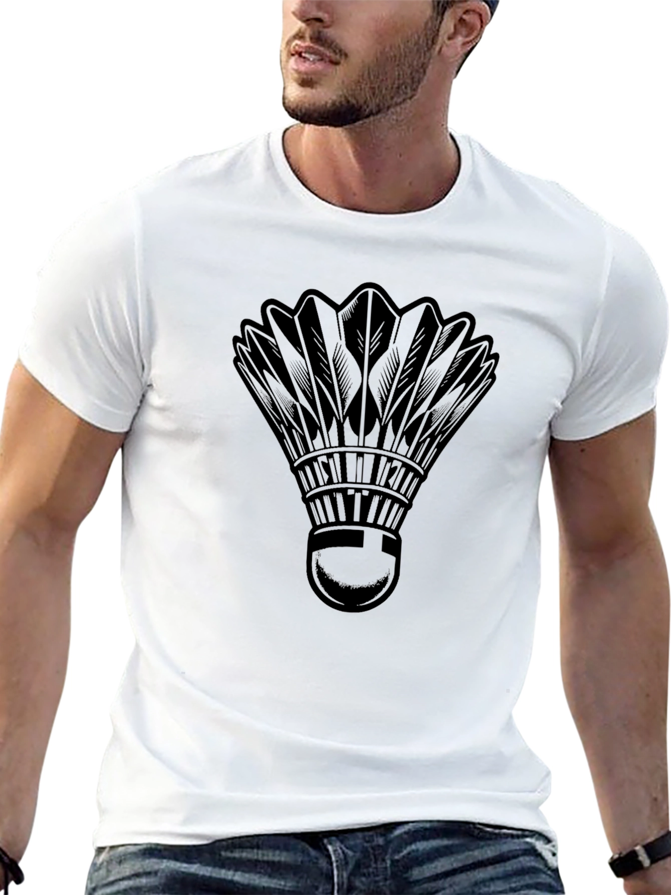 Badminton Shuttlecock Graphic Tee - Classic Black