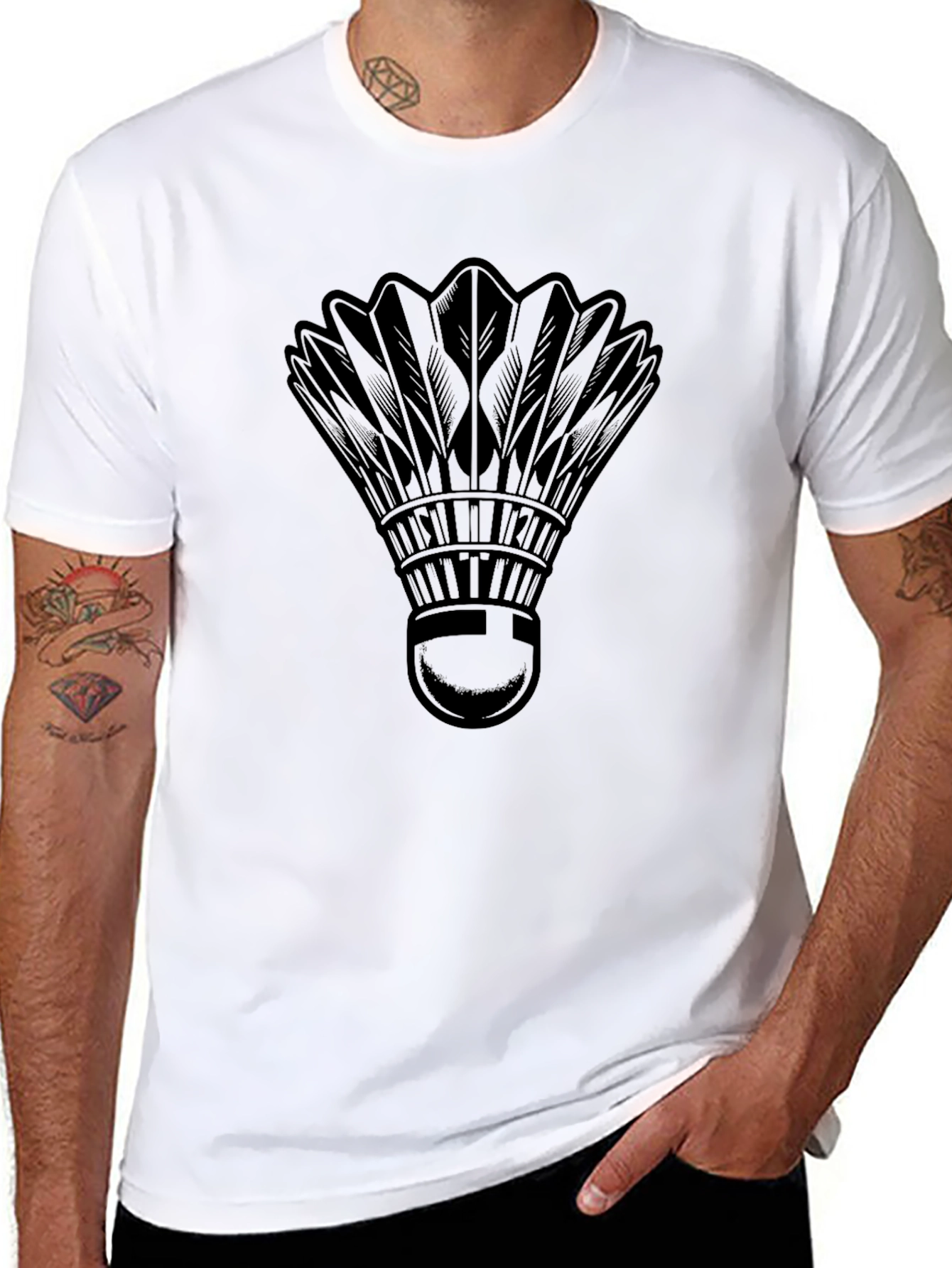 Badminton Shuttlecock Graphic Tee - Classic Black