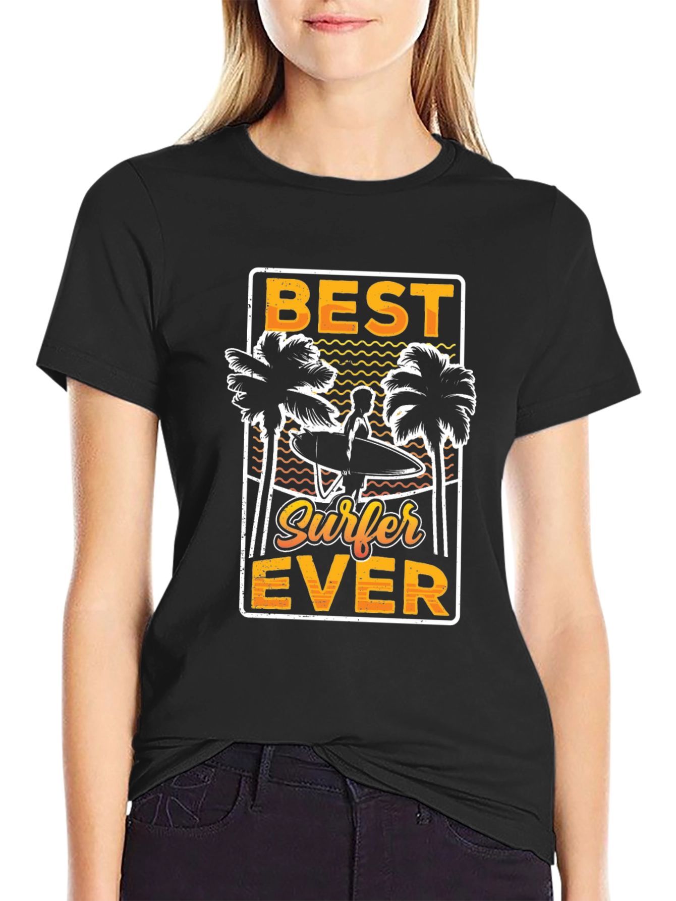 Best Surfer Ever Graphic Tee - Black