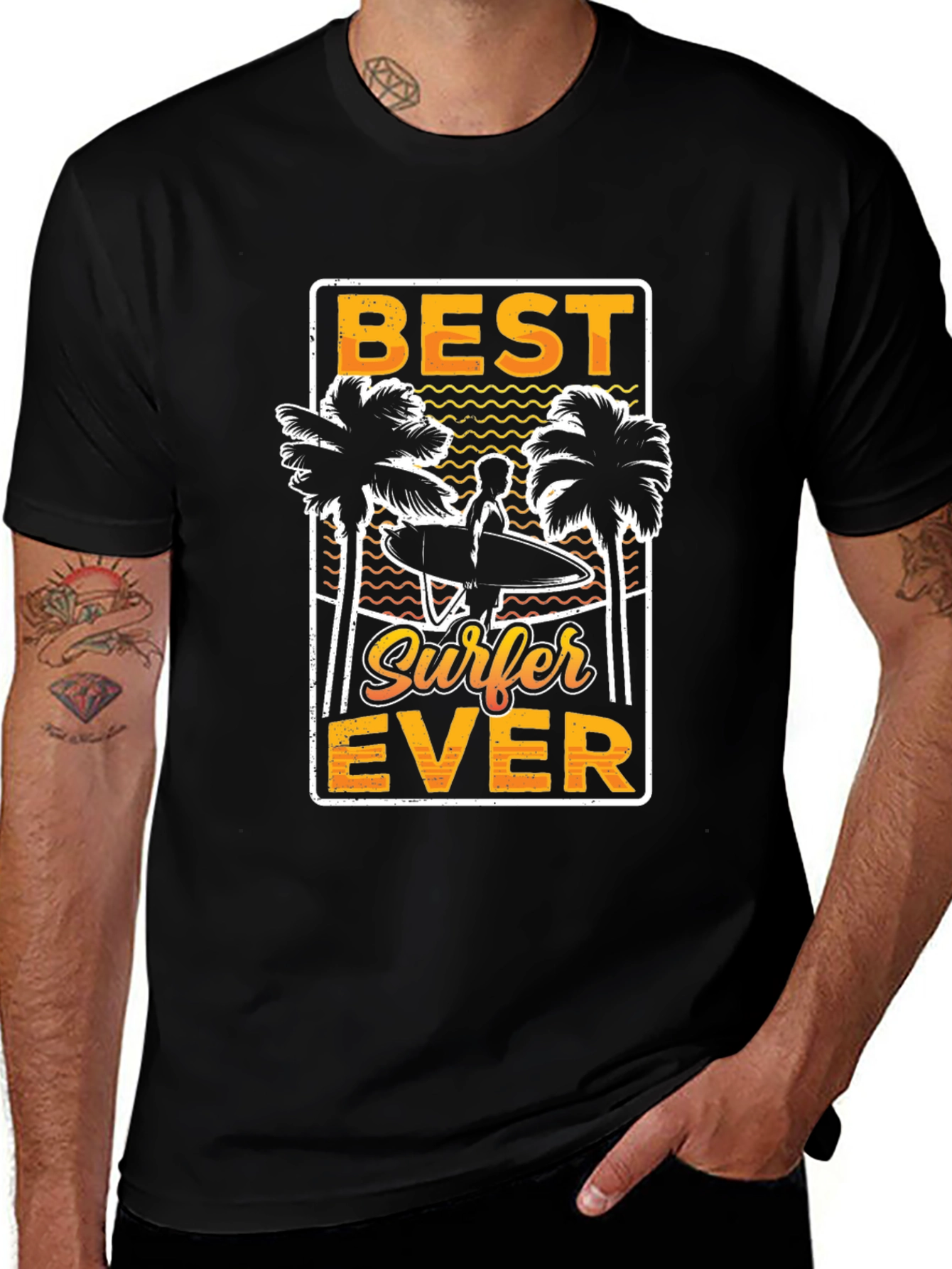 Best Surfer Ever Graphic Tee - Black