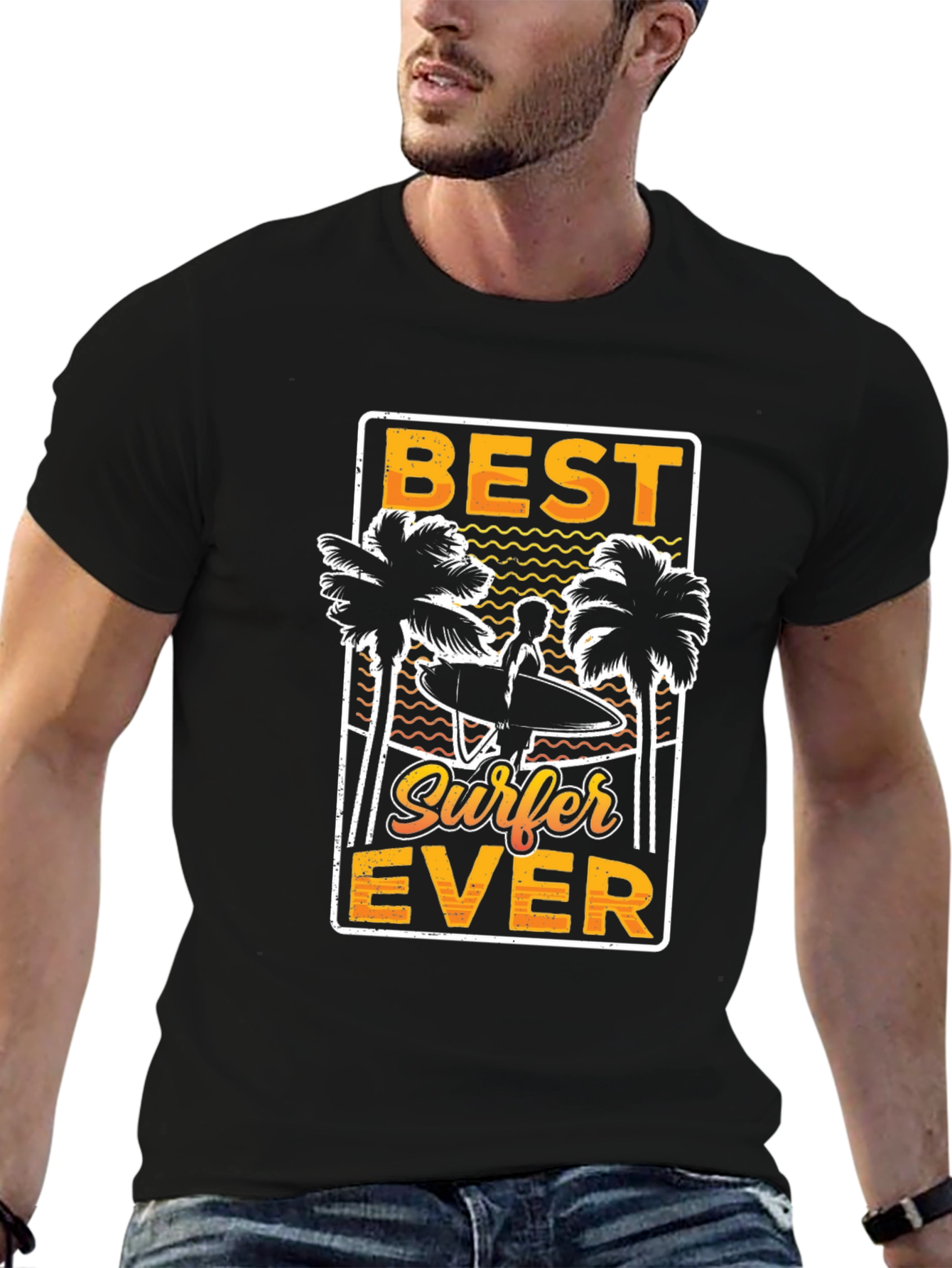 Best Surfer Ever Graphic Tee - Black