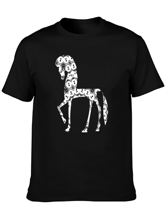 Black Horse T-Shirt - Unique Pattern Design
