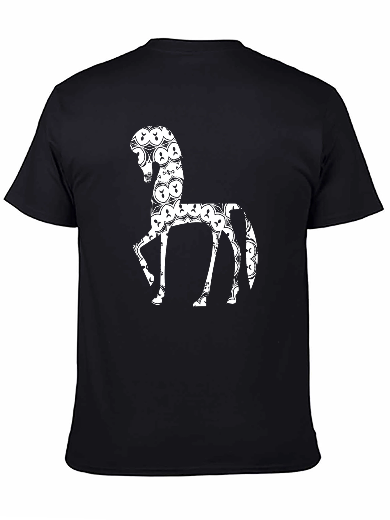 Black Horse T-Shirt - Unique Pattern Design